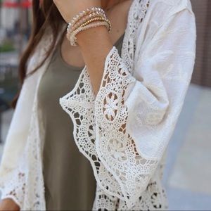 Adoria Crochet Lace  Detailed Kimono Duster